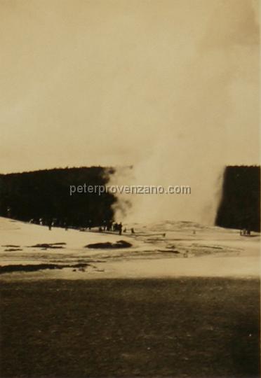 Peter Provenzano Photo Album Image_copy_165.jpg - The geyser "Old Faithful" at Yellowstone National Park, 1942.
Peter and Fay Provenzano vacationed at Yellowstone National Park while driving across the United States from Chicago, Illinois to Scramento, California.
